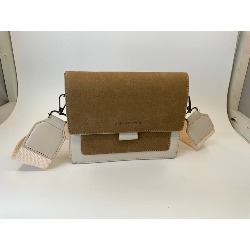 Charles & Keith Crossbody Bag – Two Tone Tan & Cream Mini Shoulder Bag